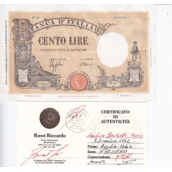 100 LIRE BARBETTI FASCIO 9 DICEMBRE 1942 qSPL